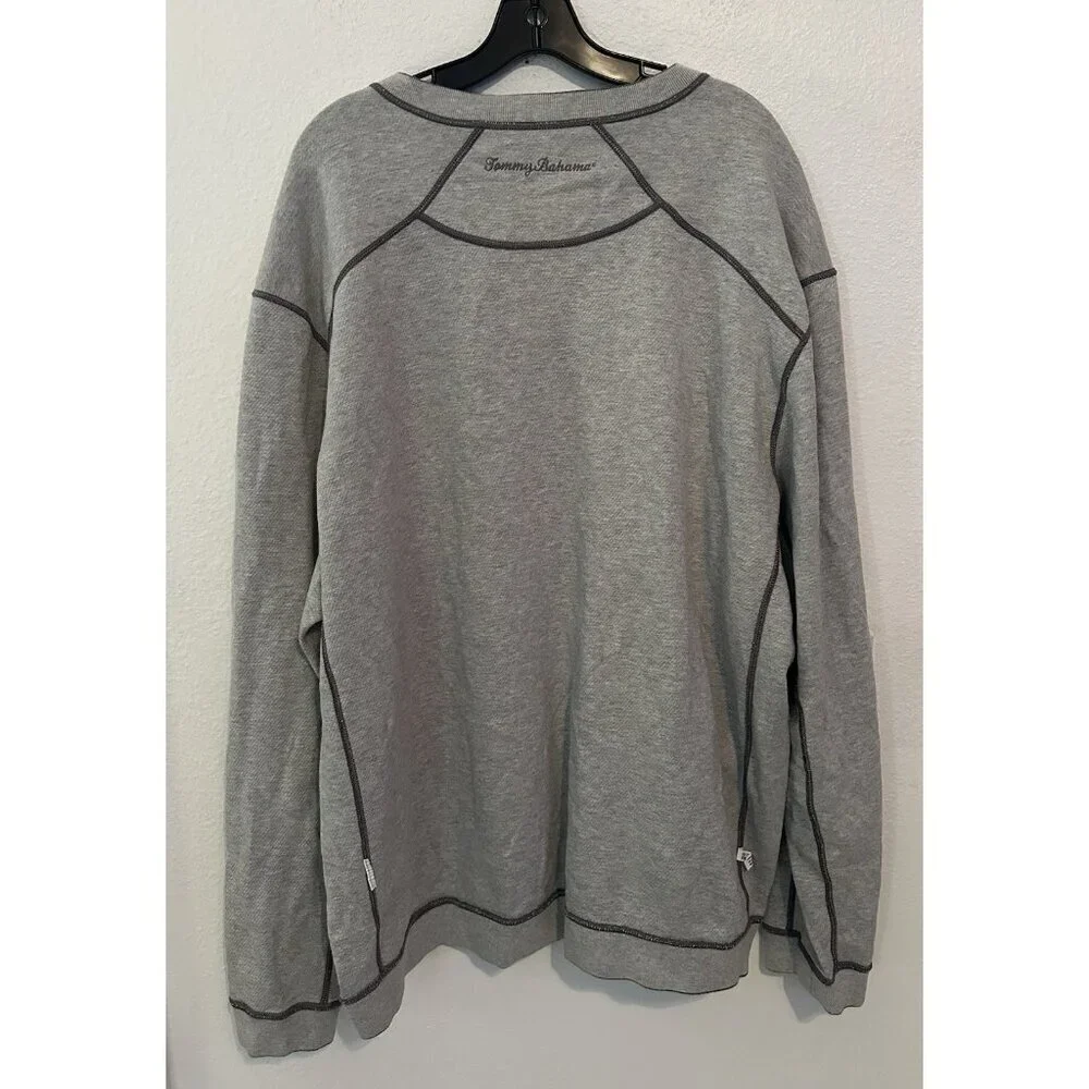 Tommy Bahama Reversible Sweater Gray Cotton Long Sleeves Mens